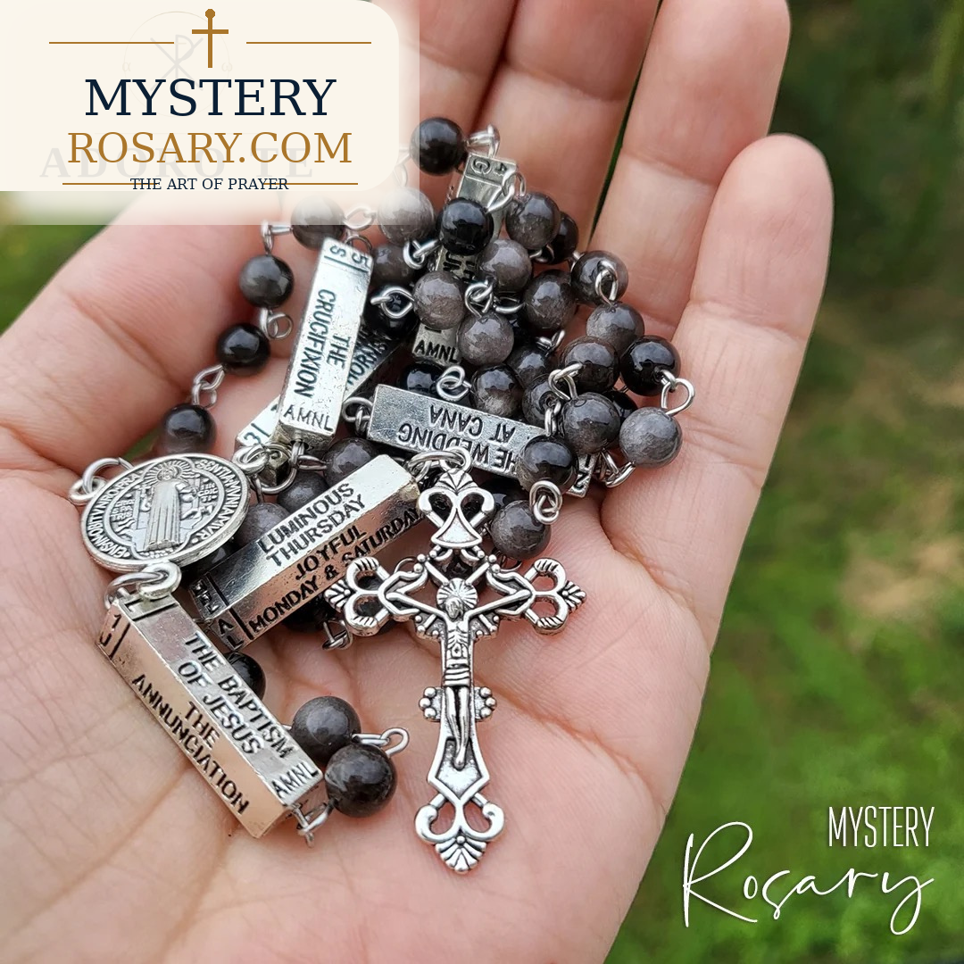Silver Sheen Obsidian Mystery Rosary