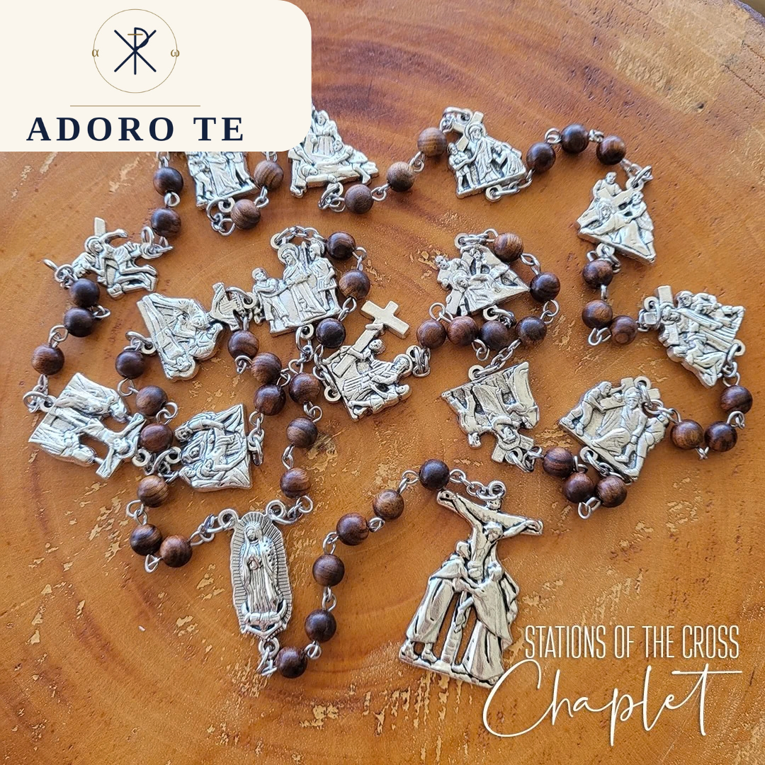 Stations of the Cross Wood Prayer Chain