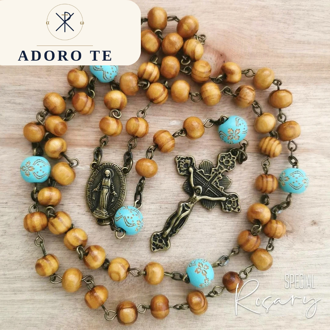 Wood and Turquoise Classic Rosary