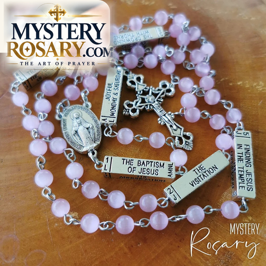 Pink Cat's Eye Mystery Rosary