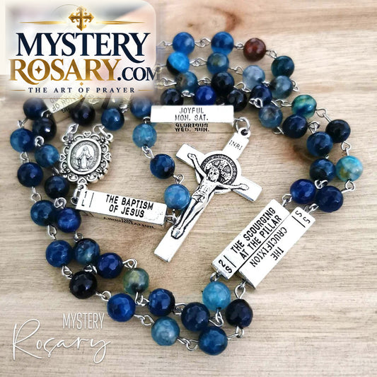 Cornflower Blue Agate Mystery Rosary