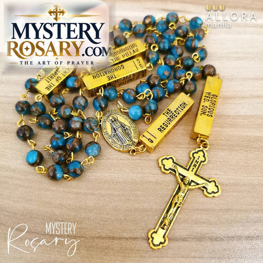 Jasper Aquamarine Mystery Rosary