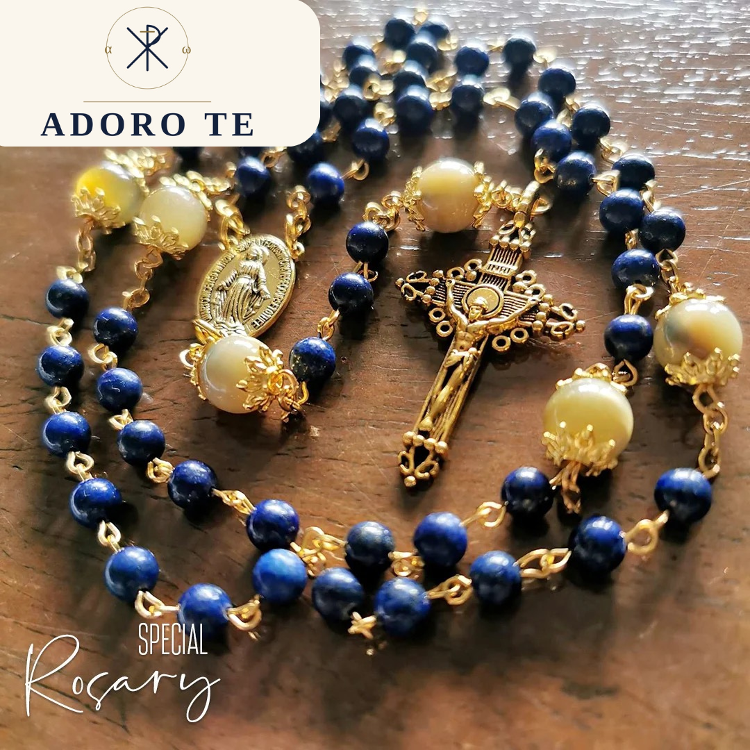 Lapis Lazuli with Yellow Tiger's Eye Rosary