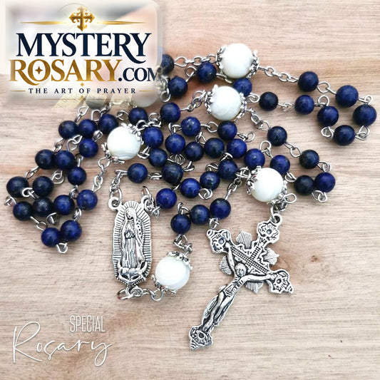 Lapis Lazuli with Sea Shells Rosary