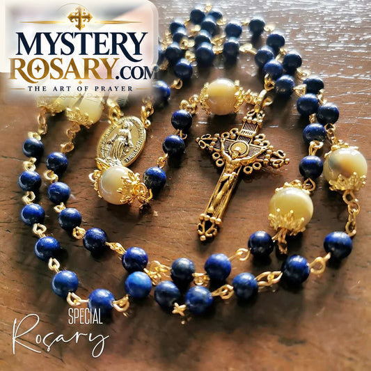 Lapis Lazuli with Yellow Tiger's Eye Rosary
