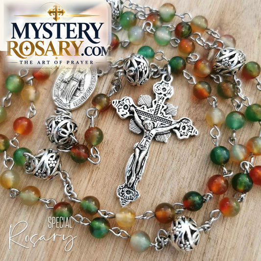 Peacock Green Agate Rosary