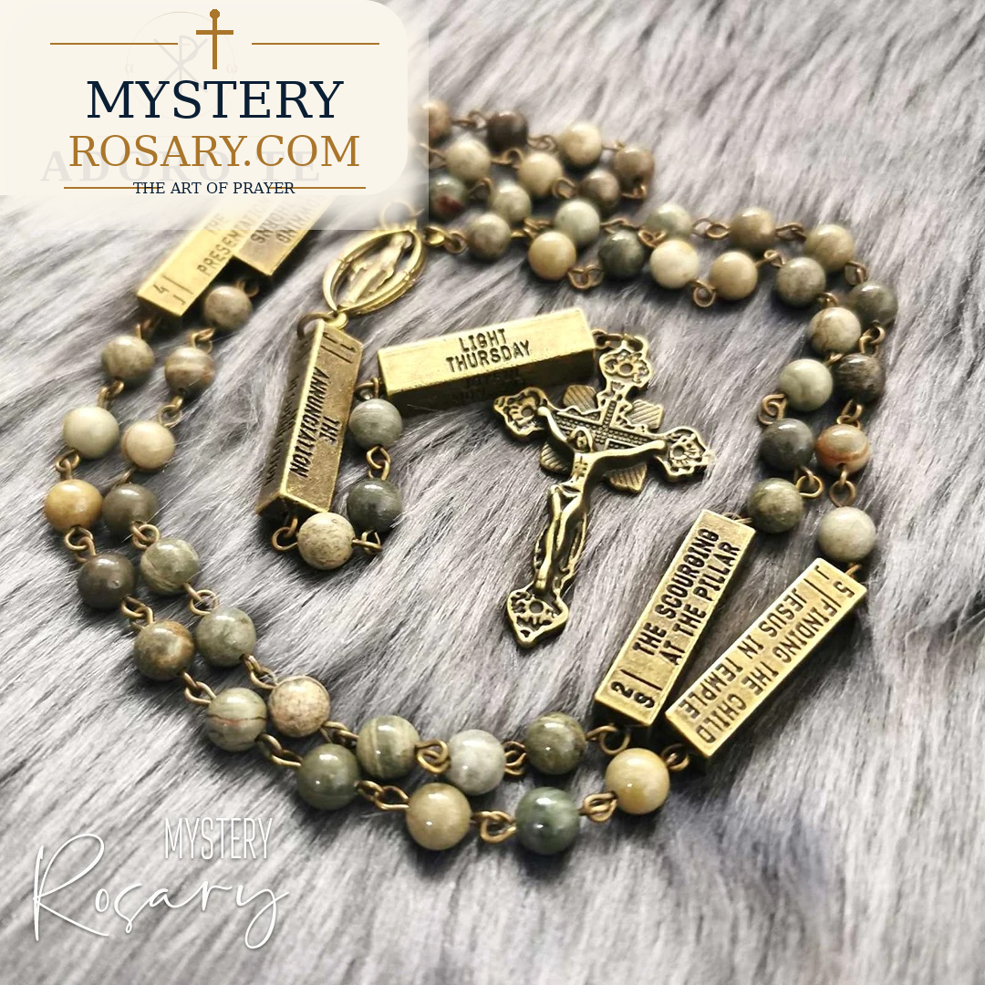Silver Leaf Jasper Mystery Rosary
