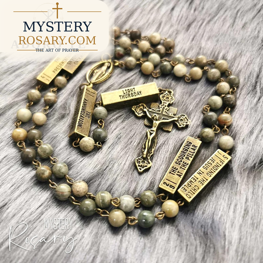 Silver Leaf Jasper Mystery Rosary