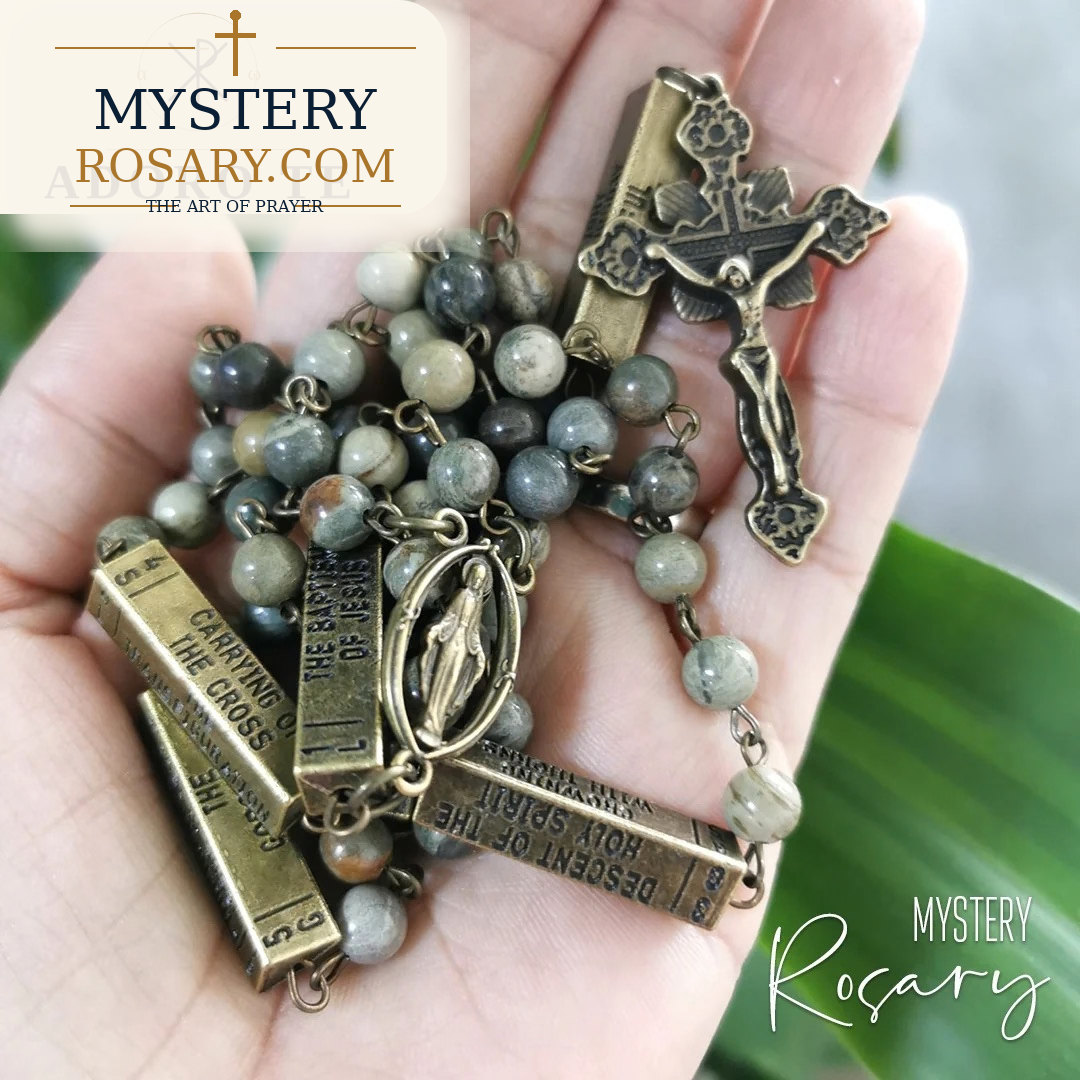 Silver Leaf Jasper Mystery Rosary