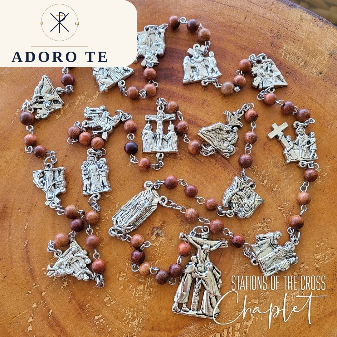 Stations of the Cross Wood Prayer Chain
