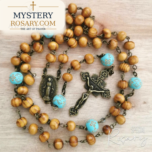 Wood and Turquoise Classic Rosary